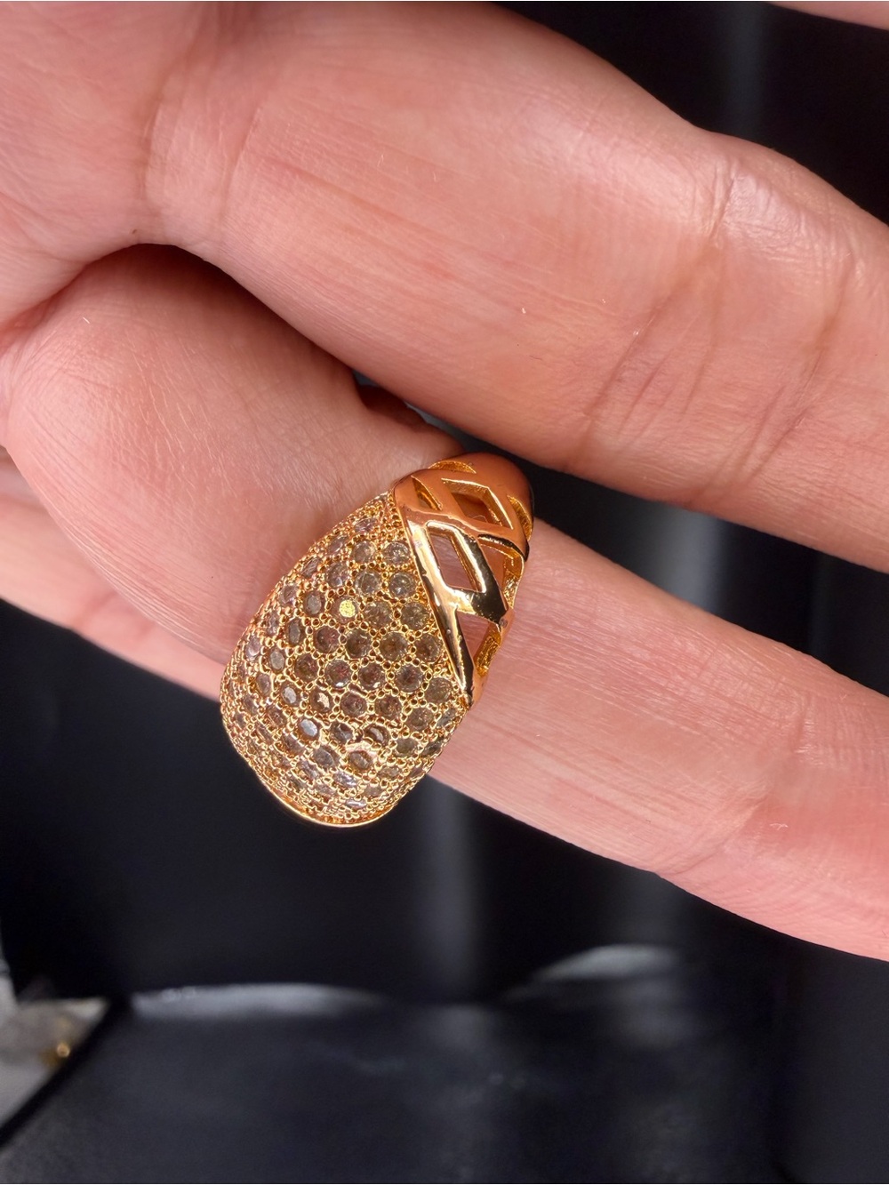 Gold Pavé Dome Ring - Women Jewelry - Picture 6 of 6
